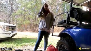 The mechanic got lucky with a busty blonde babe, Bailey Brooke, in an unexpected encounter
