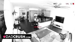 Two young sluts Macy Meadows and Krissy Knight get caught by a perv stepdad