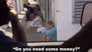 Busty babes get fucked by the bus for cash in this sizzling scene