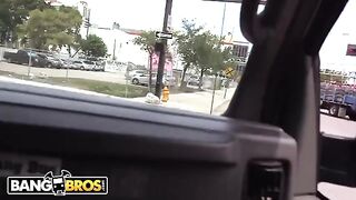 Busty babes get fucked by the bus for cash in this sizzling scene