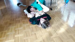 Girl sucks her boyfriend's cock and squirts on the floor, getting a huge load