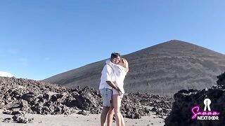 We climbed a volcano and he unleashed in my mouth - exclusive real couple action
