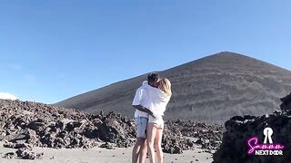 We climbed a volcano and he unleashed in my mouth - exclusive real couple action