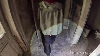 Babe explores a creepy abandoned house with her camera