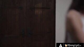 The stepsister replaced Laney Grey with a busty girl in the kitchen for sex