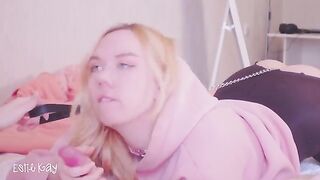 Girl walks with a butt plug on a leash and gets fucked in her ass