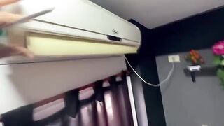 A hot woman has no money to pay for the AC repairman