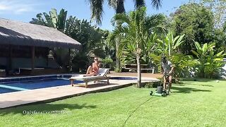 My gardener is of no use, but he pools me hard