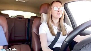 The stepson fucked his beautiful stepmom in the car after taking driving lessons