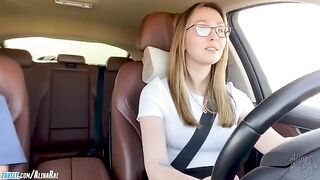 The stepson fucked his beautiful stepmom in the car after taking driving lessons