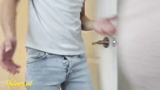 The stepson spied on his steaming-hot stepmom, who caught and fucked him