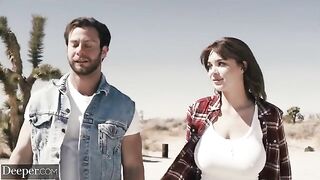 A girl has sex with a guy on the car hood while her boyfriend is away in this provocative DEEPER video