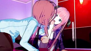 A quintessential threesome with Miku and Nino in an animated scene