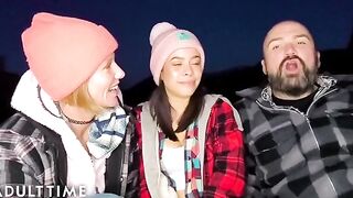 Hot polyamorous threesome in POV by the wood, just amazing!