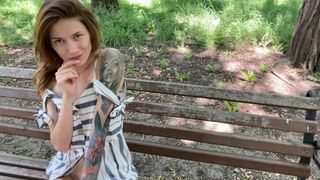 I play with my pussy without panties in the park and have sex in the car
