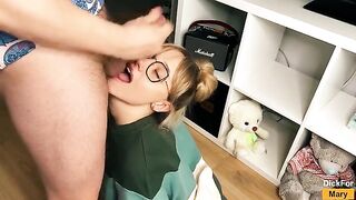 A girl learned to suck cock from a horny stepsister