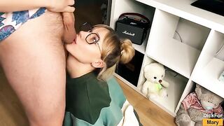A girl learned to suck cock from a horny stepsister