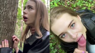 A hot girl has sex with her boyfriend in the forest