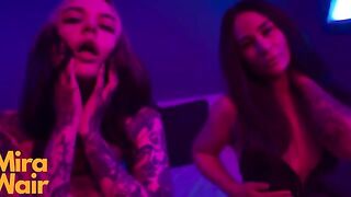Two submissives have fun with a new person they just met in this rough lesbian video