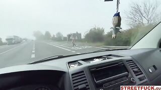 Blonde Sky Pierce gets fucked in public cars