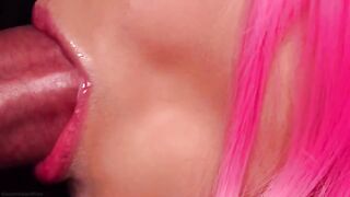 Best milky sensual blowjob for your hard dick with pink hair!