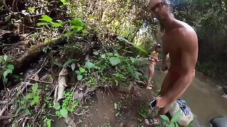 Babe fucked on the jungle river bank by a guy