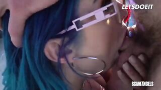 Two sexy babes sharing a big dick in a steamy threesome