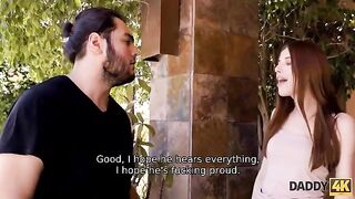 A petite girl gets fucked by her BF’s dad, showcasing the wild side of Daddy4K