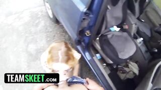 Petite teen Lucy Tyler gets fucked outdoors for money