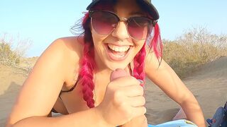 A girl is flashing her body on the beach at night, but she has a secret