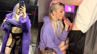 Girl met a guy in the elevator and got cum on her tits
