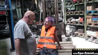 Climate activist gets fucked by an old man in a hardcore scene