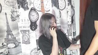 The very bad faithless girl while talking to her boyfriend