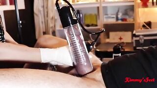 The dick gets pumped and then the cum is released in a special way