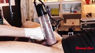 The dick gets pumped and then the cum is released in a special way