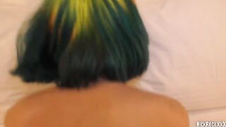 A punk slut in a rainbow costume gets fucked hard and deep