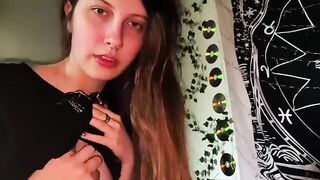 My stepsister sucks a cock while her girlfriend is on the computer