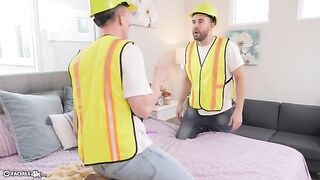 Petite Asian beauty thanks movers with her body and cum on her face