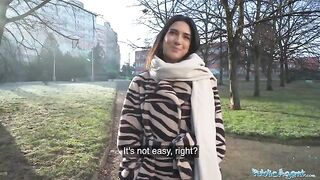 European girl, beautiful biology student, gets fucked by a stranger for cash
