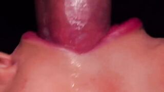 Close up action with the best condom milking blowjob, culminating in a hot finish