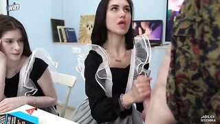 The labor teacher fucked two students, including the hot Jadilica, right in class