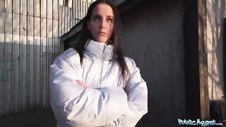 Brunette beauty gets fucked hard by Public Agent in basement