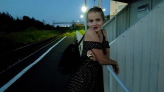 The confused girl waited for the train and got a cock, creampie, and cum