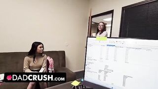 Pervert stepdad seduced by hot Asian stepdaughter and her busty employee