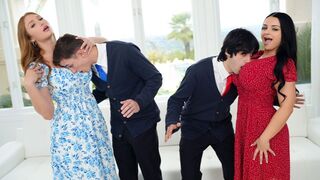The stepsons are losers and they can’t deal with girls, so their sexy stepmoms teach them how to treat a real lady
