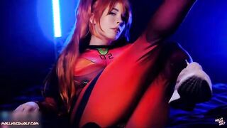 Asuka Langley’s pussy gets creampied after messy blowjob