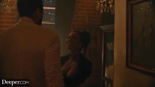 A busty black stripper gets creampied by a white stud at an afterparty