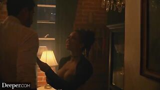 A busty black stripper gets creampied by a white stud at an afterparty