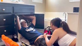 Asian chick gets her pussy repaired by a handsome guy