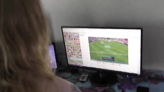 A young gamer girl gets her pussy railed while gaming
